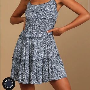 Lulu's Blue Floral Mini Dress